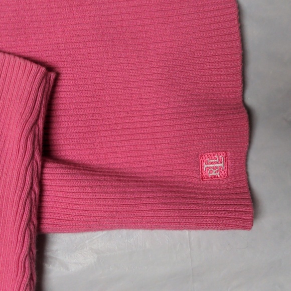 Lauren Ralph Lauren Vintage 90s Pink Ribbed 1/4 Zip Mock Neck Long Sleeve Shirt - Picture 2 of 5